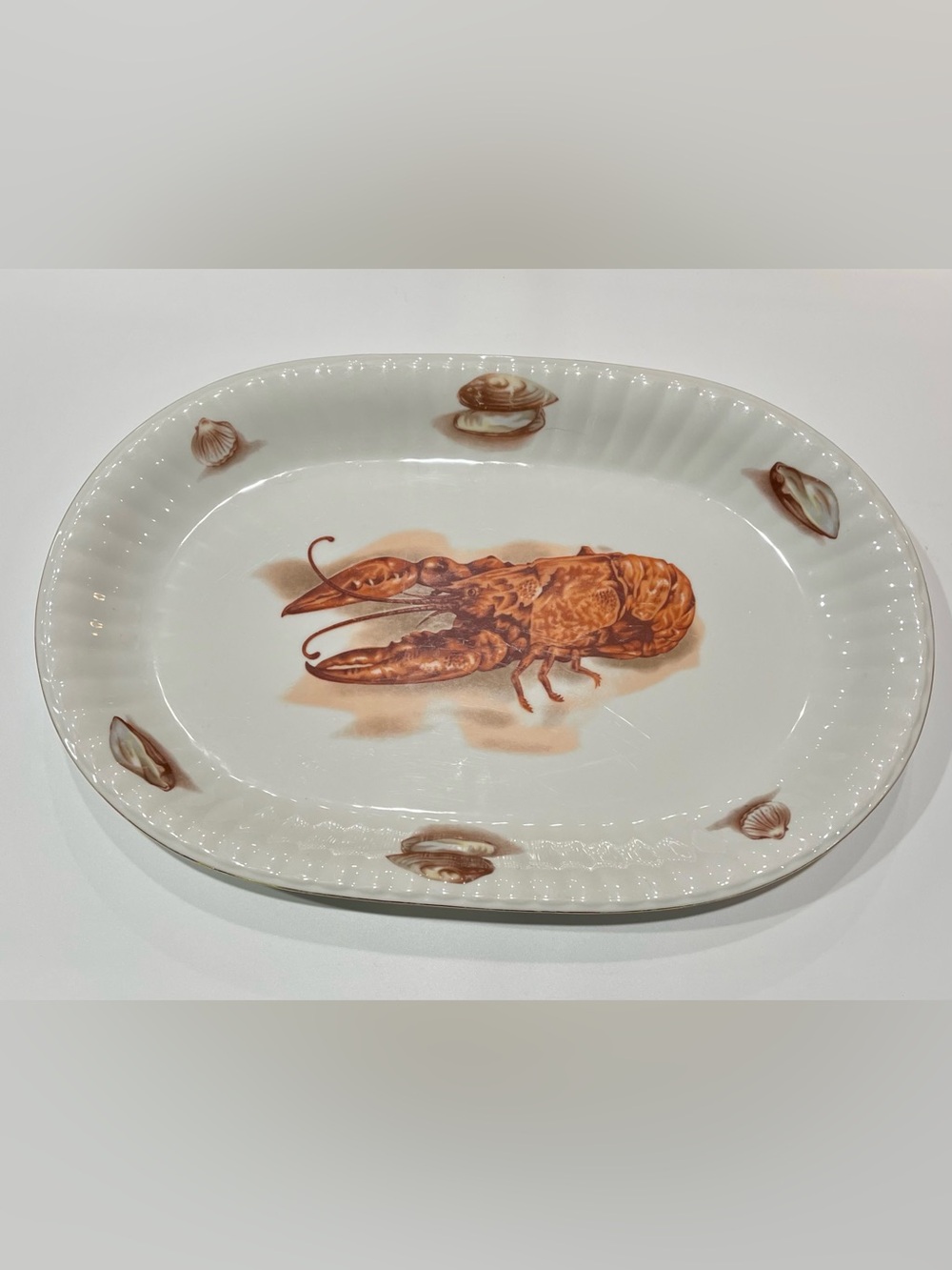 Vintage Wawel Polish Porcelain Lobster 15” Oval Platter Beveled Edge RARE